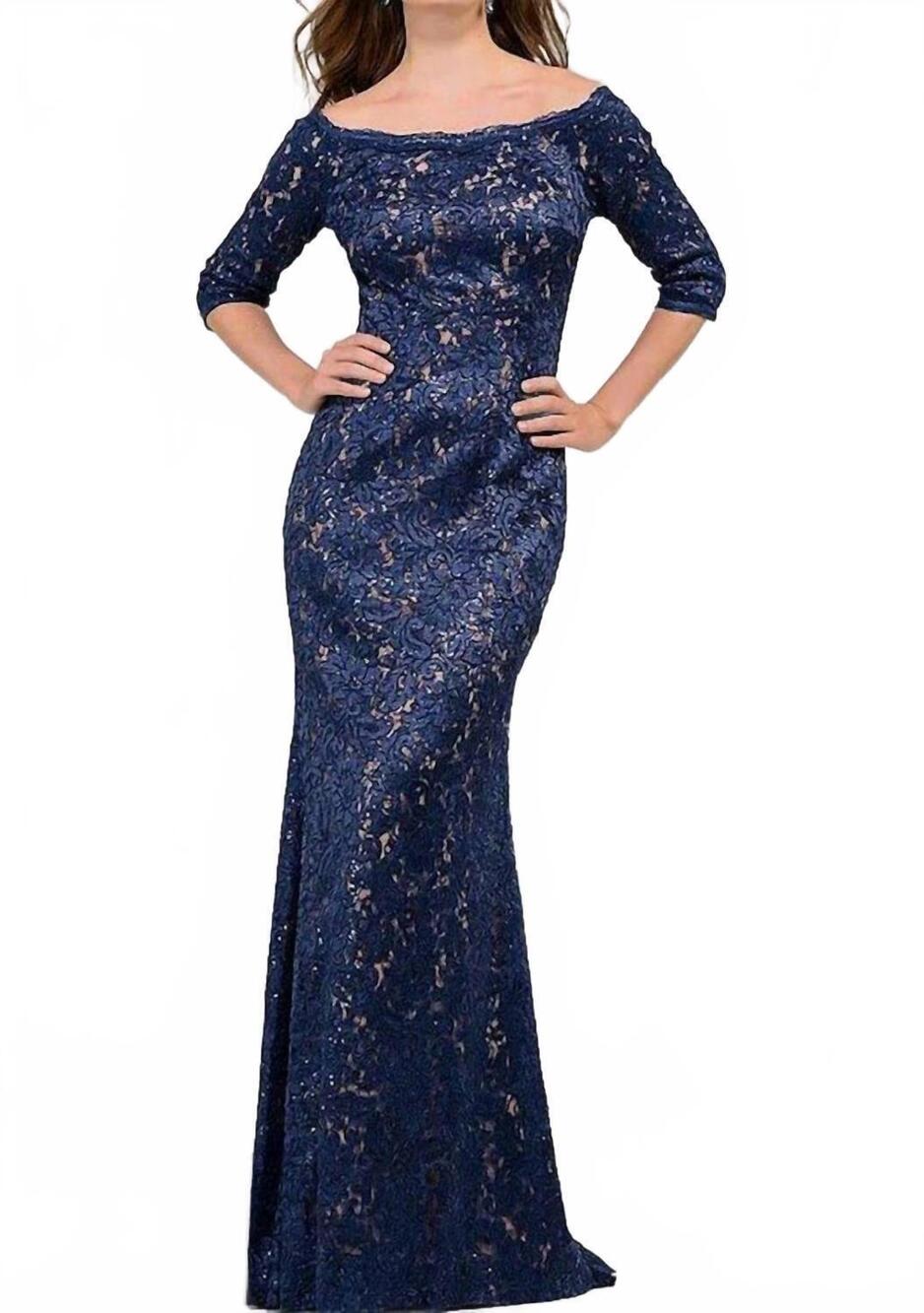 NEW JOVANI mermaid lace bodice gown in slate